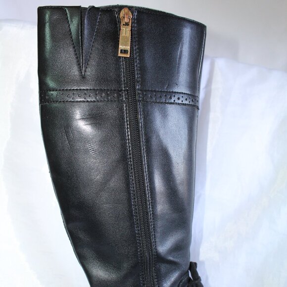 Tommy Hilfiger Women's Black Leather Riding Boots Lace-Up Detail ~6 ~ - Picture 9 of 16